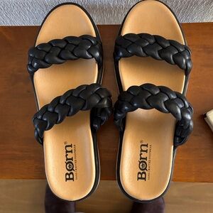 BORN  Black Braided Sandals, Woman’s.